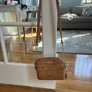 NWT Steve Madden cork Brown Crossbody Bag with Gold Chain